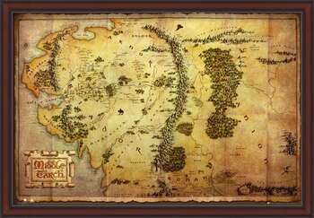 Uokvirjen plakat The Hobbit - Middle Earth Map